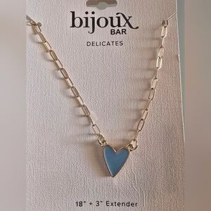 Gold Necklace with Blue Heart Pendant